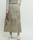CONVERSE TOKYO WOMEN 2WAY DETACHABLE MILITARY CARGO SKIRT コンバーストウキョウ スカート その他のスカート ブラック グリーン ベージュ【送料無料】(4)
