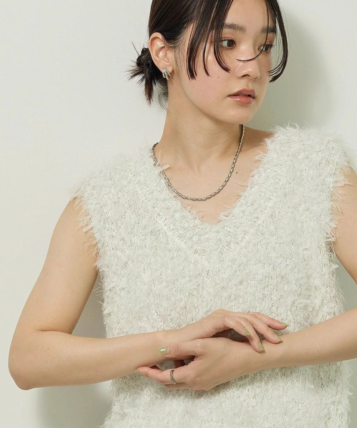 Green Parks フェザーヤーンニットベスト グリーンパークス トップス ベスト・ジレ ホワイト ブルー グリーン【送料無料】のサムネイル