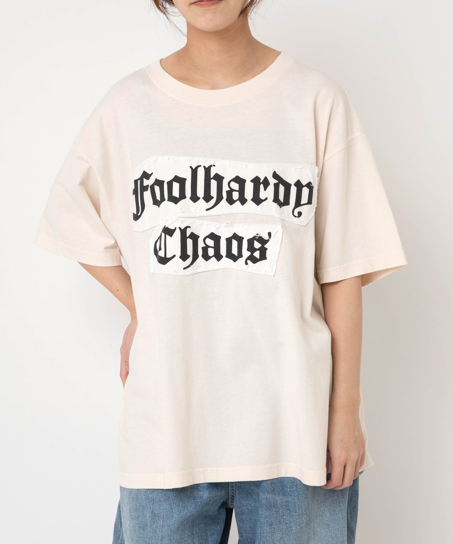 RNA M2632 プリントパッチBIG T アールエヌエー トップス カットソー・Tシャツ ホワイト ブラック