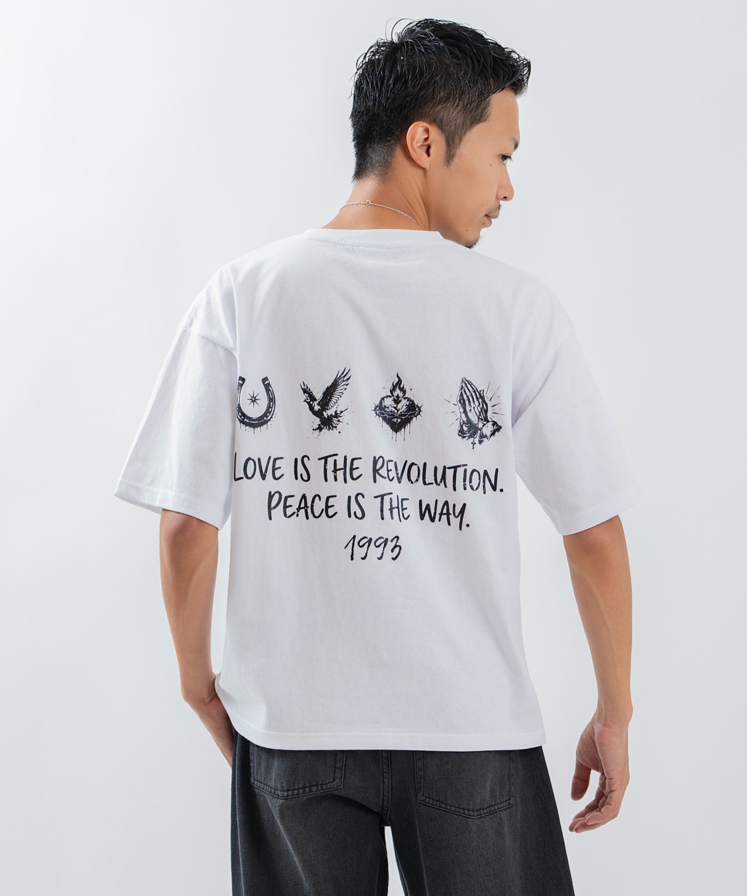 SIDEWAY STANCE SIDEWAY STANCE サイドウェイスタンス シンボリックプリント 半袖Tシャツ インプローブス トップス カットソー・Tシャツ ホワイト ブラック