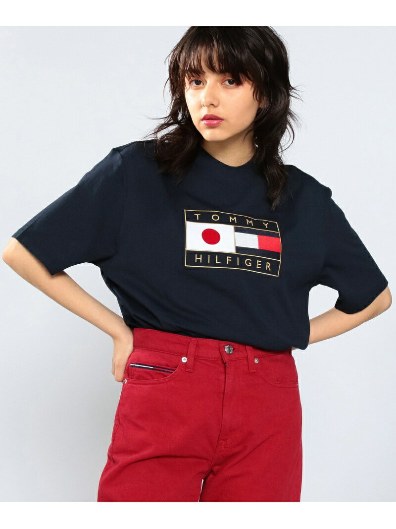 【SALE／50%OFF】TOMMY HILFIGER (W)TOMMY HILFIGER(トミーヒルフィガー) Tokyo Capsule T-shirt トミーヒルフィガー トップス カットソー・Tシャツ ネイビー ホワイト