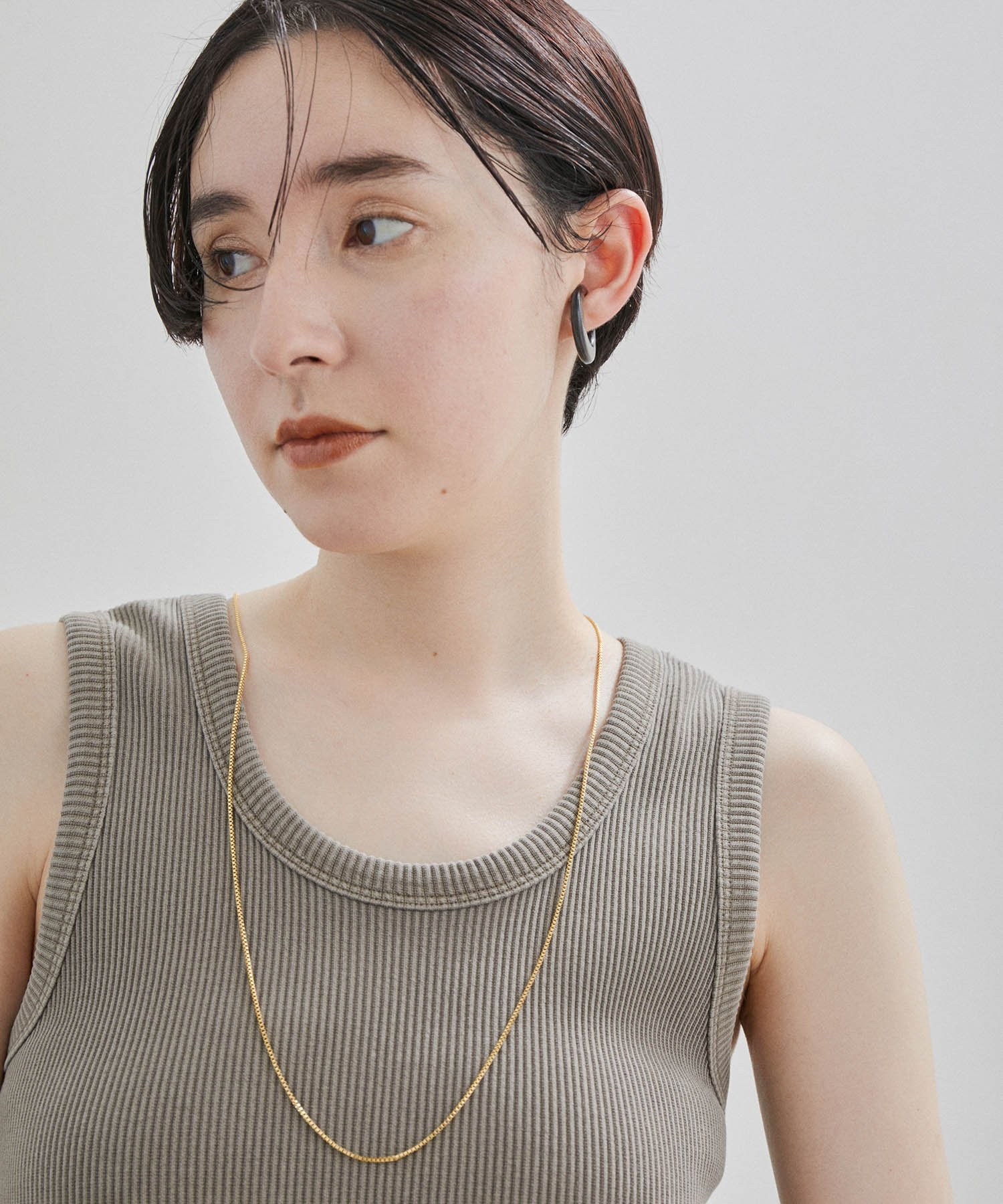 SALON adam et rope' Stainlessロングボックスチェーンネックレス サロン アダム エ ロペ アクセサリー・腕時計 ネックレス ゴールド【送料無料】