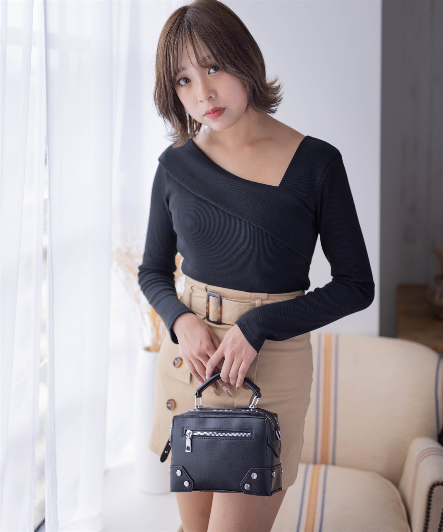 【SALE／50%OFF】clear クロスリブカットソー クリア トップス カットソー・Tシャツ ブラック グリーン ブラウン ホワイトのサムネイル