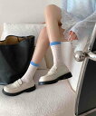 【SALE/5%OFF】aimoha - select - 【MOSOX】薄手コントラストソックス アイモハ 靴下・レッグウェア 靴下 ブルー