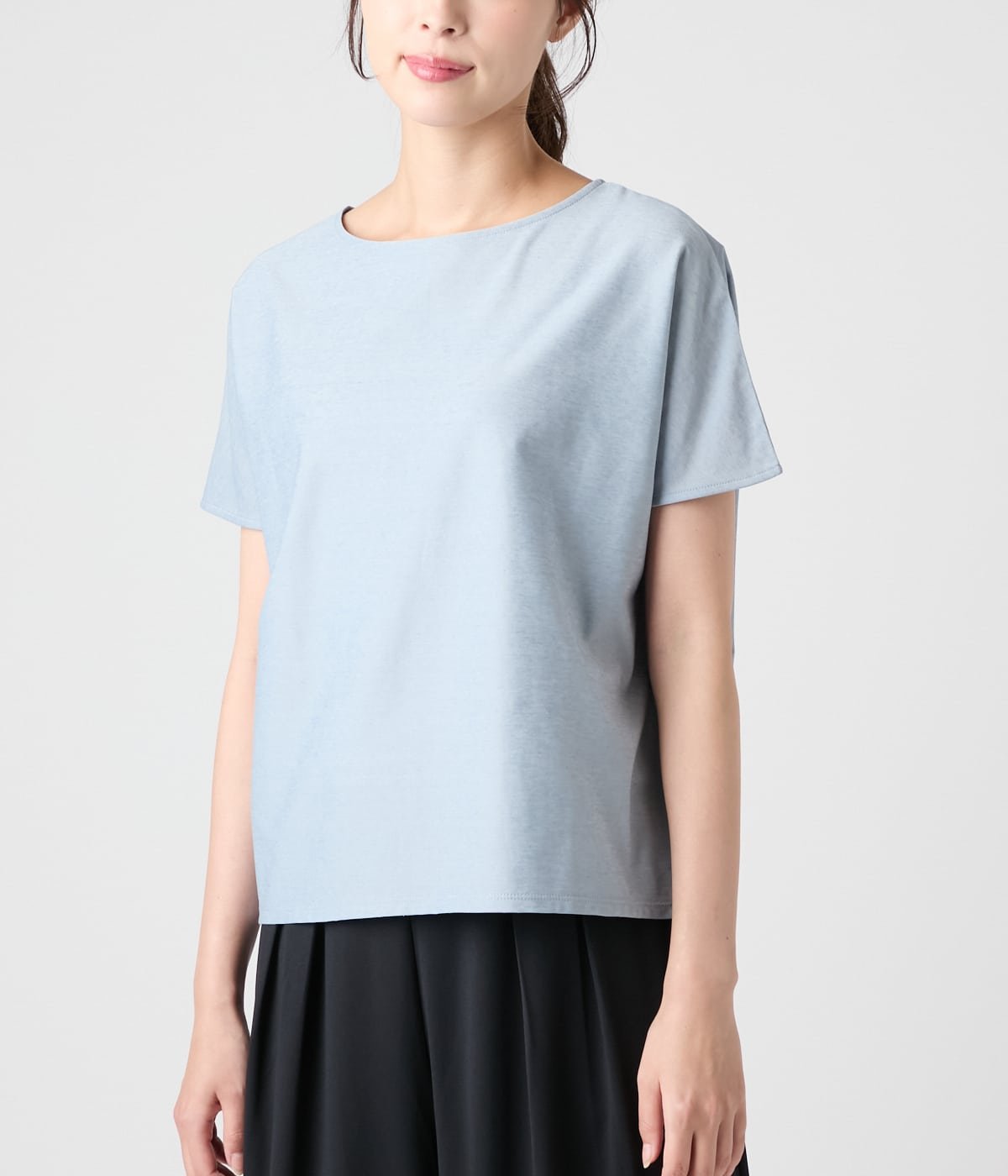 NEWYORKER WOMEN L-SIZE 【L】コットンリネンフロート ドルマンスリーブTシャツ ニューヨーカー エルサイズ トップス カットソー・Tシャツ ネイビー ブルー