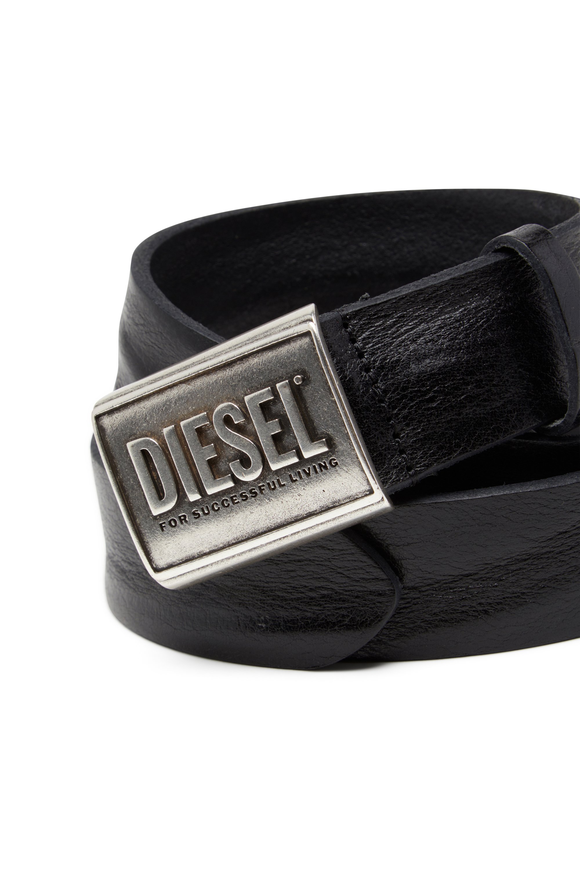 メンズ レザーベルト DIESEL LOGO B-METAL BISCOTTO ディーゼル ファッション雑貨 ベルト ブラック