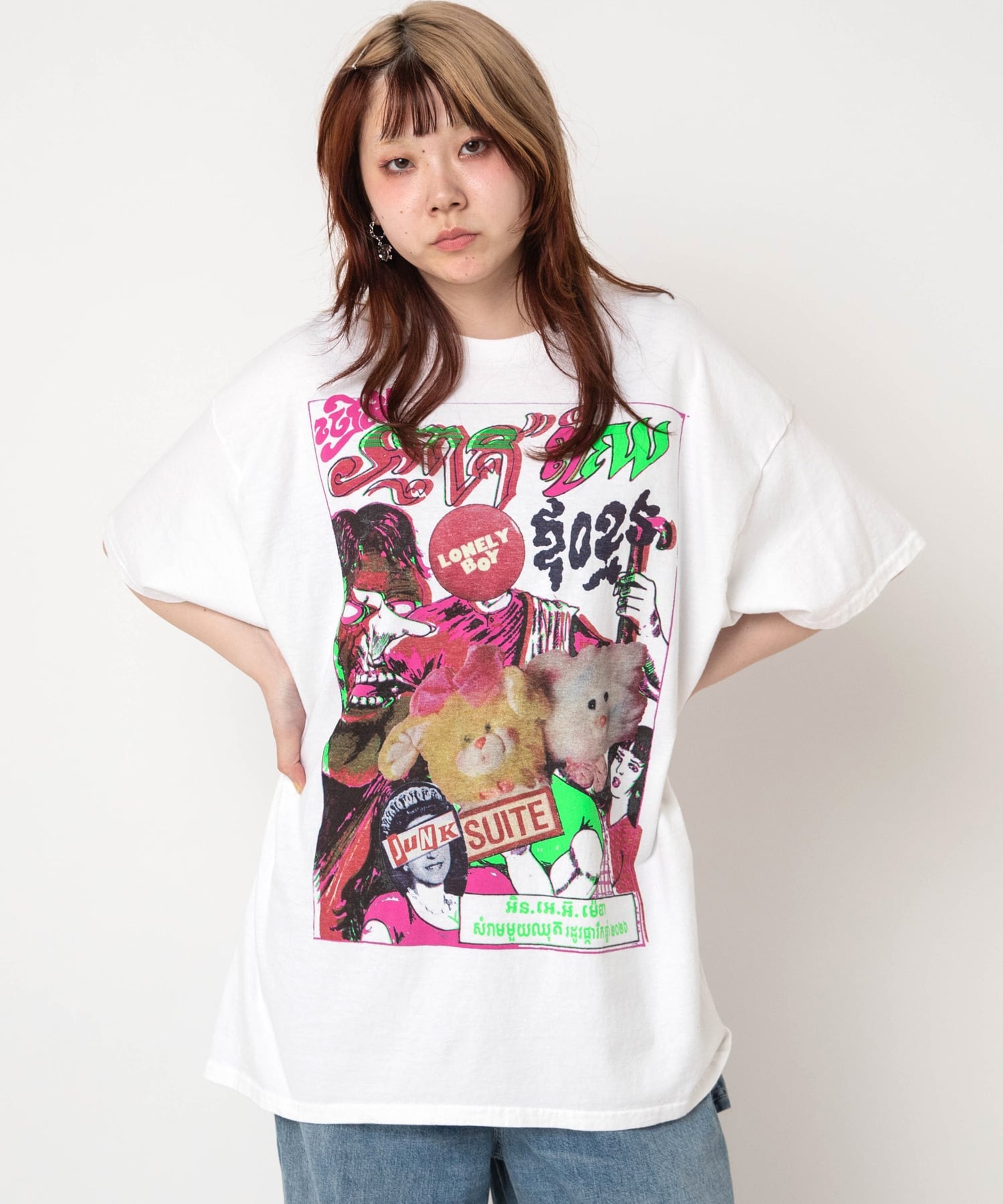 RNA M2622 コンフュージョンフォトプリントT アールエヌエー トップス カットソー・Tシャツ グリーン グレー ホワイト