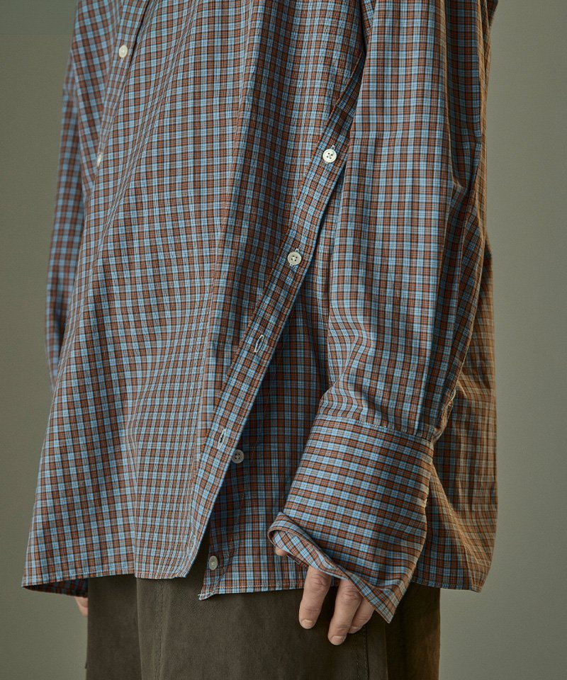 GARDEN TOKYO Toironier/トワロニエ/CHECK SYMMETRY SHIRTS ガーデン トップス シャツ・ブラウス ネイビー オレンジ