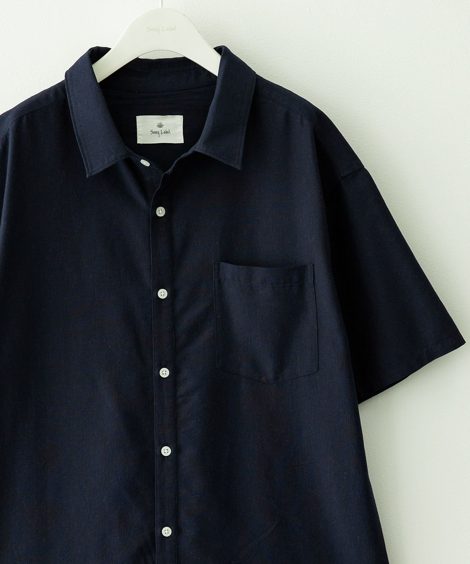 Sonny Label 接触冷感リネン混ショートスリーブシャツ サニーレーベル トップス シャツ・ブラウス ホワイト ネイビー グリーン グレー ブルー
