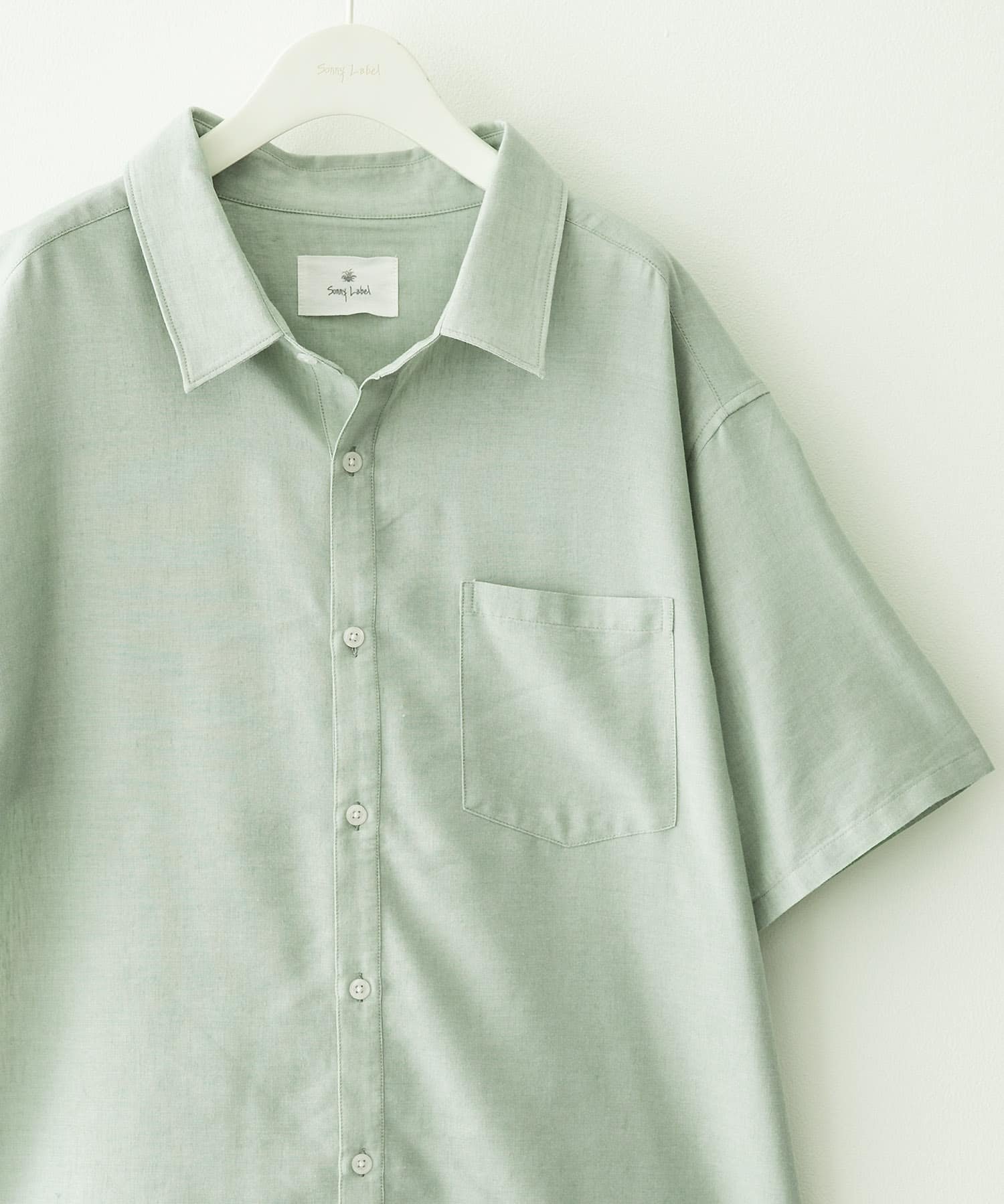 Sonny Label 接触冷感リネン混ショートスリーブシャツ サニーレーベル トップス シャツ・ブラウス ホワイト ネイビー グリーン グレー ブルー
