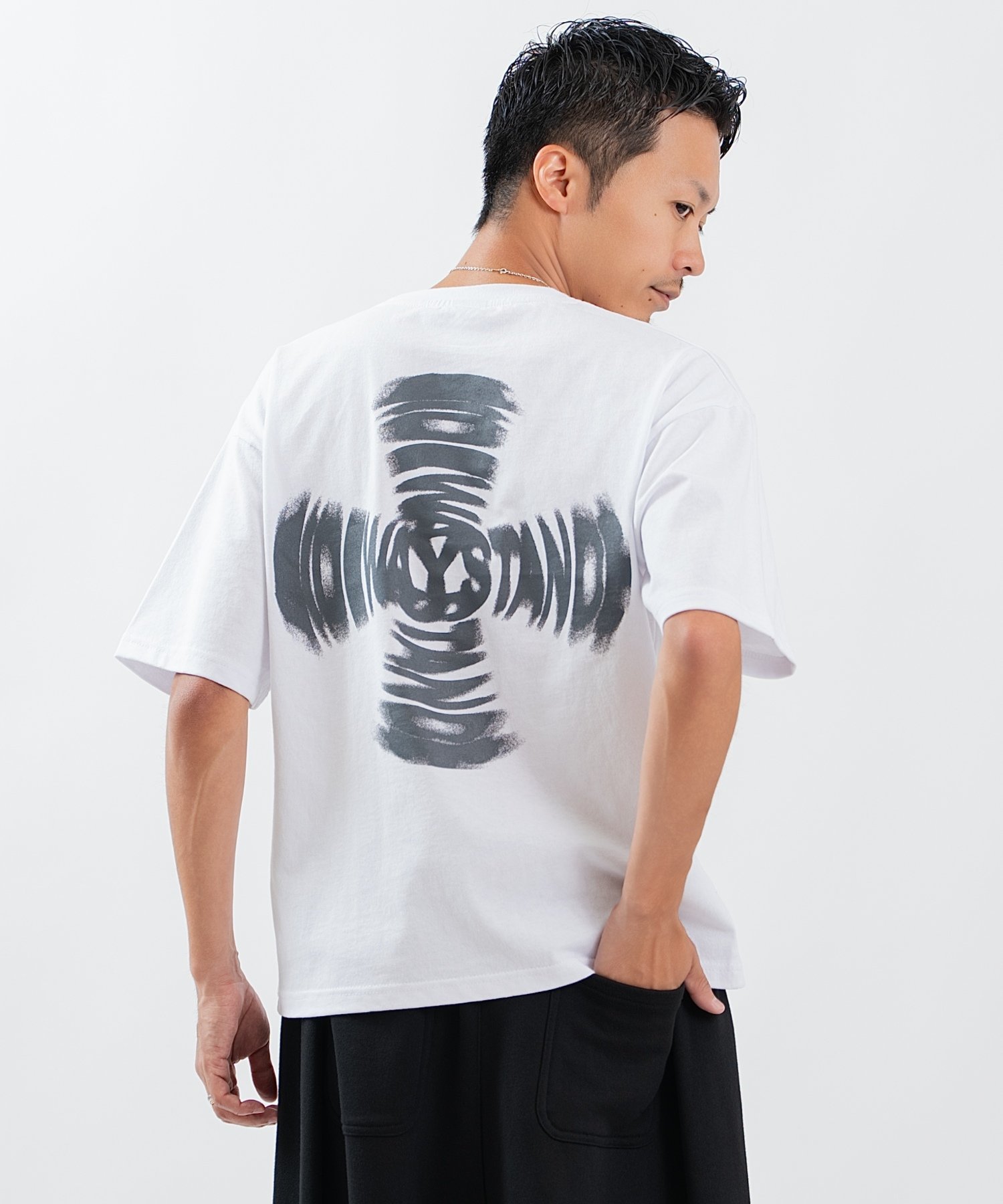 SIDEWAY STANCE SIDEWAY STANCE サイドウェイスタンス ノイズクロス 半袖Tシャツ インプローブス トップス カットソー・Tシャツ ブラック ホワイト