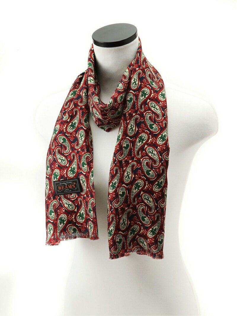 Beams Plus Silk Animal Paisley Scarf 11-45-0781-107: Navy / Red