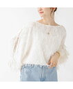 【SALE/40%OFF】Rouge vif la cle フェザージャガードスリーブリボンブラウス ルージュ・ヴィフ ラクレ トップス シャツ・ブラウス ホワイト ブラック【送料無料】
