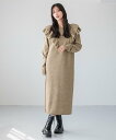 【SALE/50%OFF】LOWRYS FARM 2WAYフリルニットワンピース ローリーズファーム ワンピース・ドレス チュニック ホワイト グレー ベージュ【送料無料】
