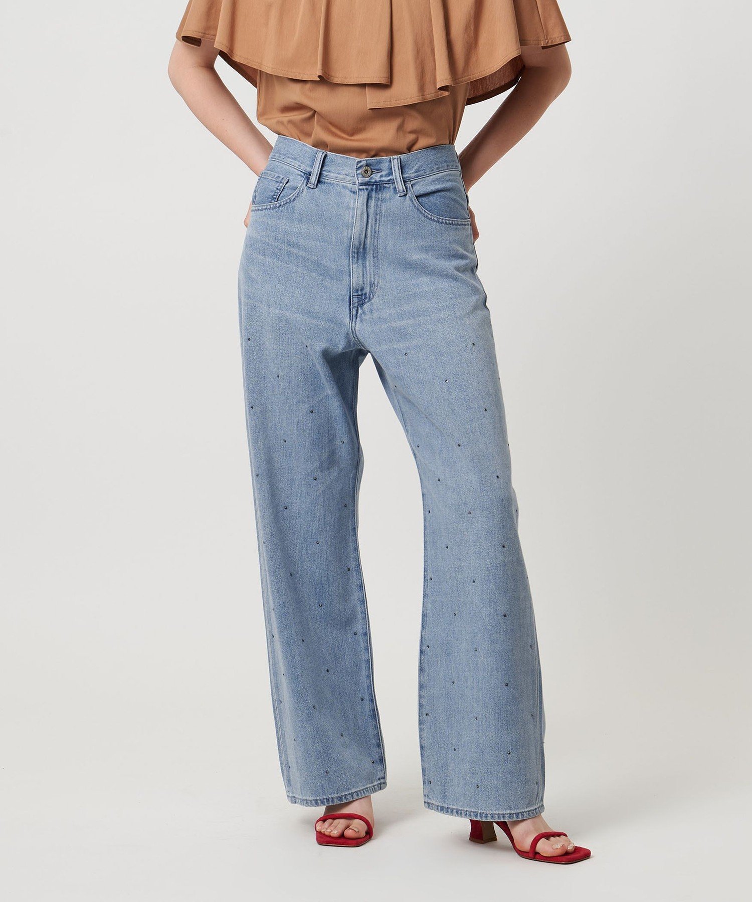 【SALE／60%OFF】UNITED ARROWS コットンビジューデニムパンツ ユナイテッドアローズ パンツ ジーンズ・デニムパンツ ブラック ブルー【送料無料】