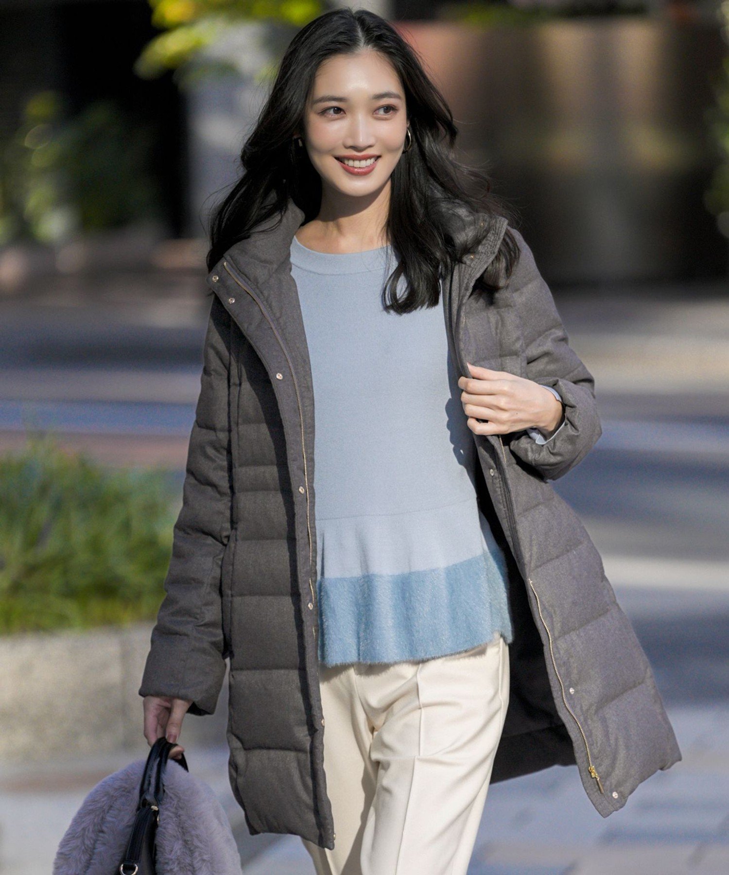 ANY SIS 【2WAY】シルキータフタロング ダウン エニィスィス ジャケット・アウター ダウンジャケット・ダウンベスト ブラック ブラウン グレー【送料無料】のサムネイル