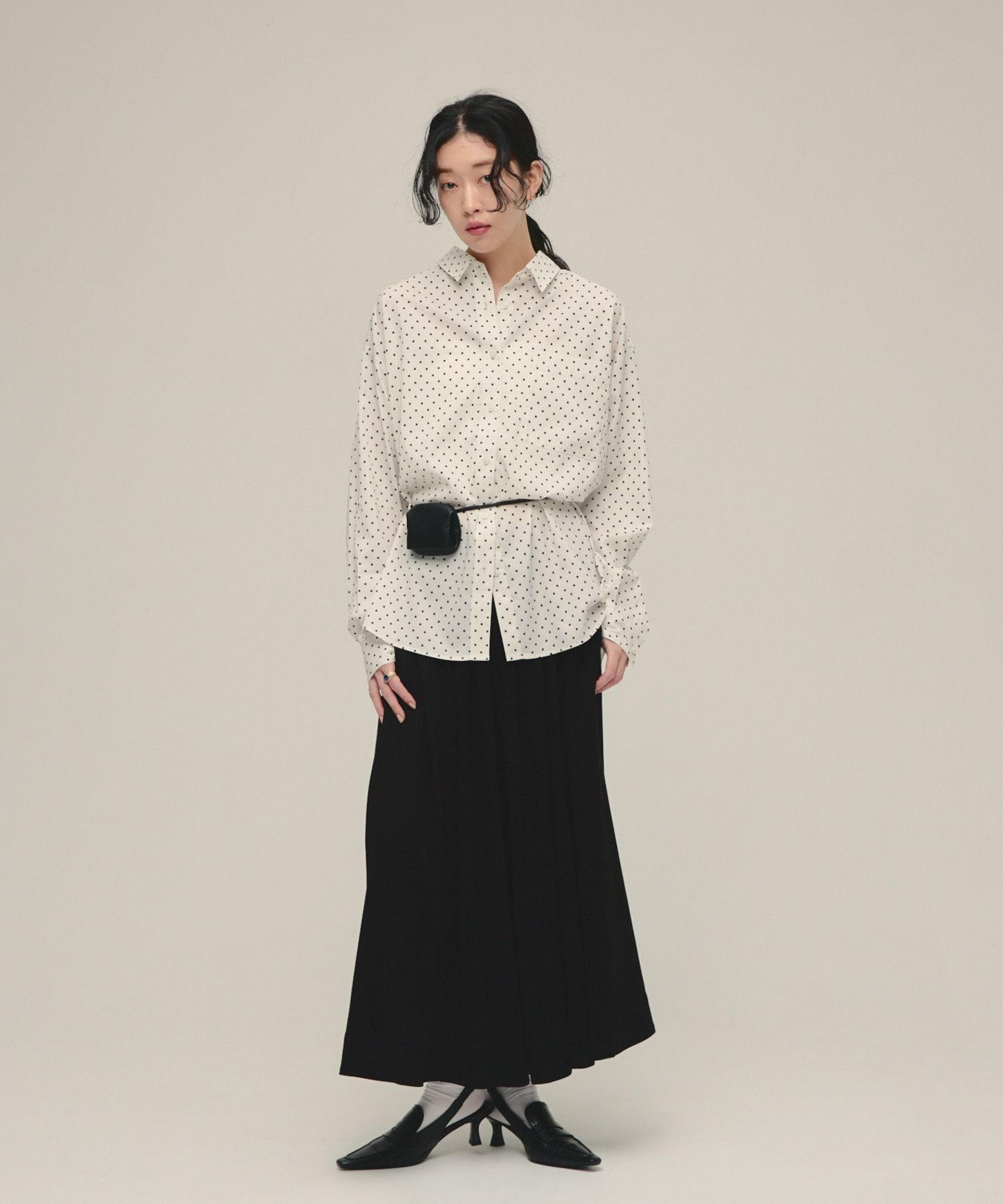 eL Jersey Flare Skirt ジーナシス スカート ロング・マキシスカート ブラック グレー