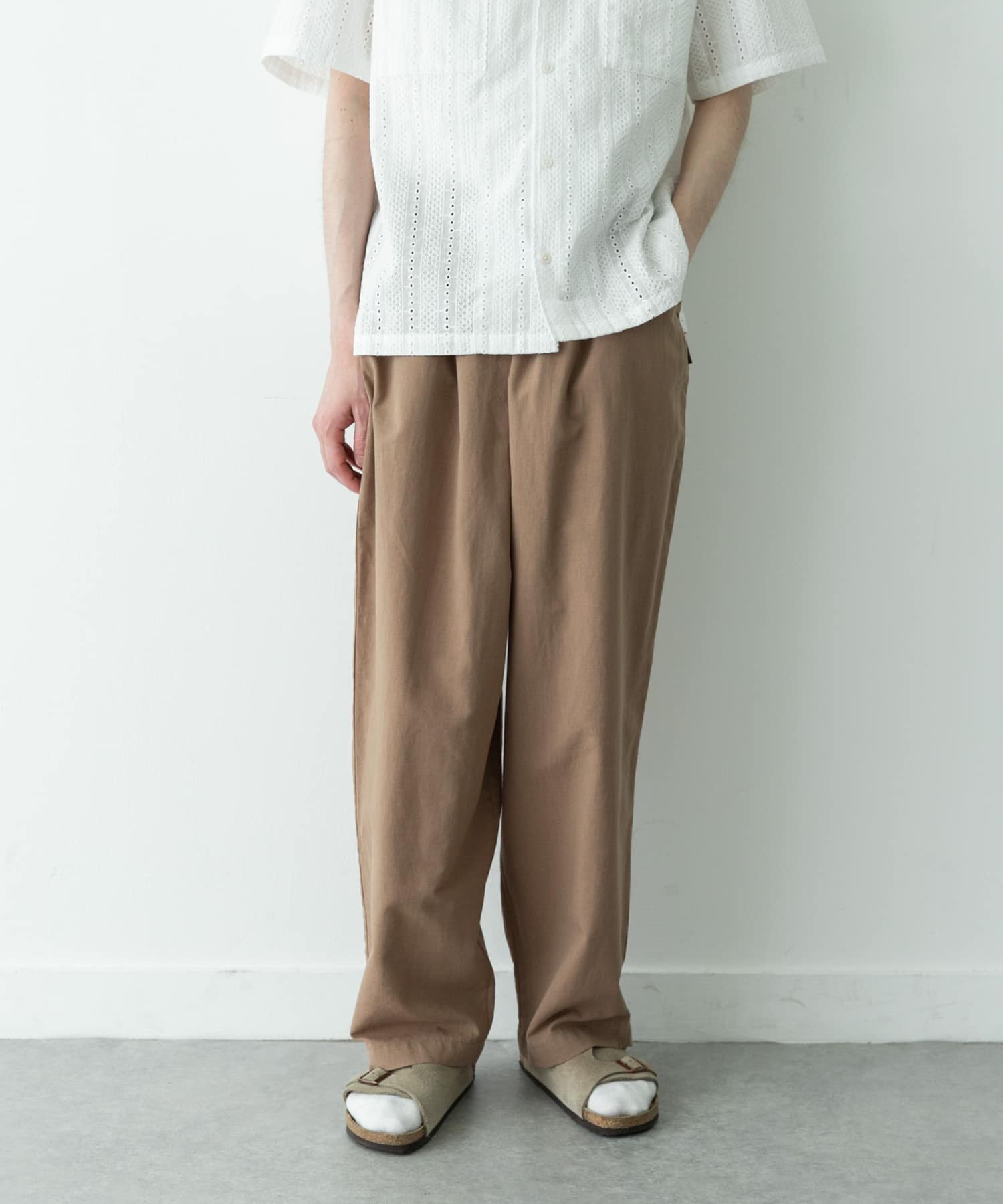 Sonny Label リネン混ワイドイージーパンツ サニーレーベル パンツ その他のパンツ ブラック ベージュ