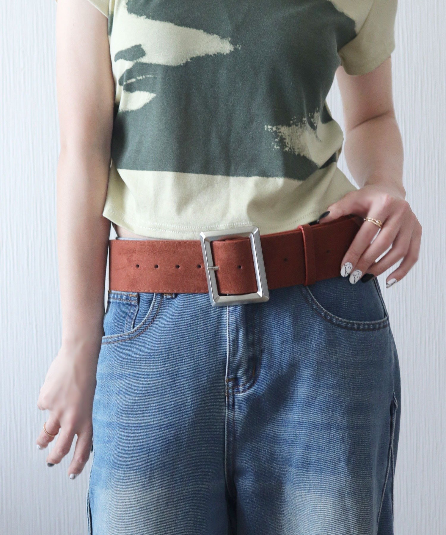 florist シルバーフレームスエードライクワイドベルト フローリス...(4)