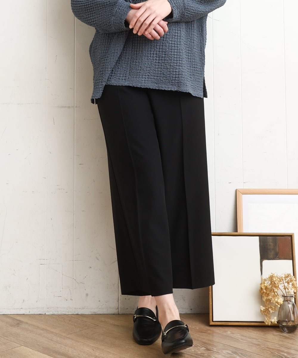 【大きいサイズ】センタープレスワイドパンツ エウルキューブ パンツ その他のパンツ ネイビー ブラック ピンク