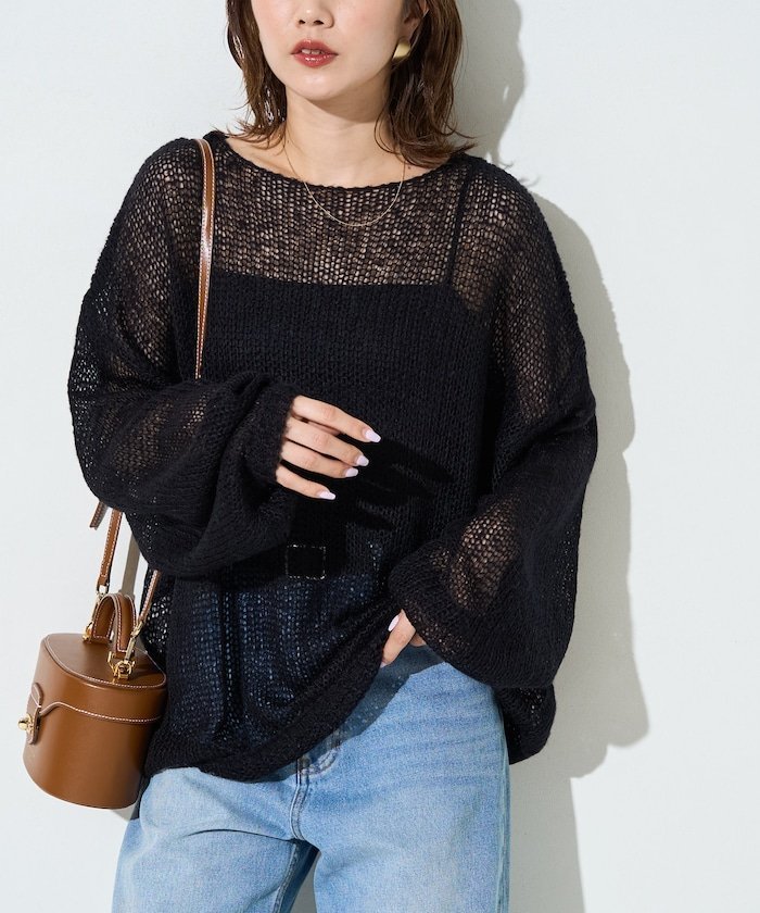 限定展開 モヘアタッチ カラー ルーズ ニット プルオーバー 26AW フリークスストア トップス ニット ブラウン ブラック ベージュ イエロー ピンク ブルー