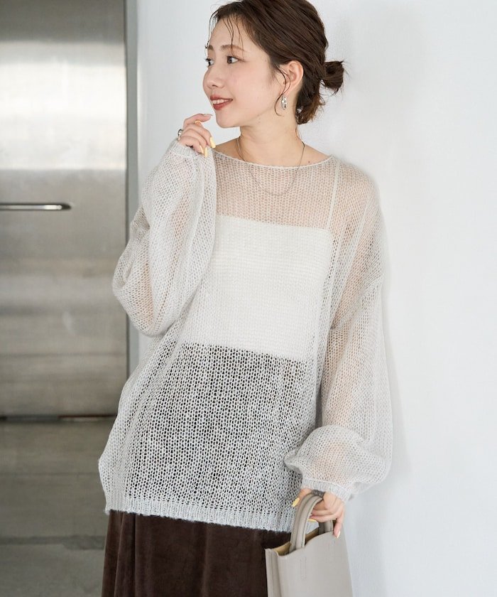 限定展開 モヘアタッチ カラー ルーズ ニット プルオーバー 26AW フリークスストア トップス ニット ブラウン ブラック ベージュ イエロー ピンク ブルー