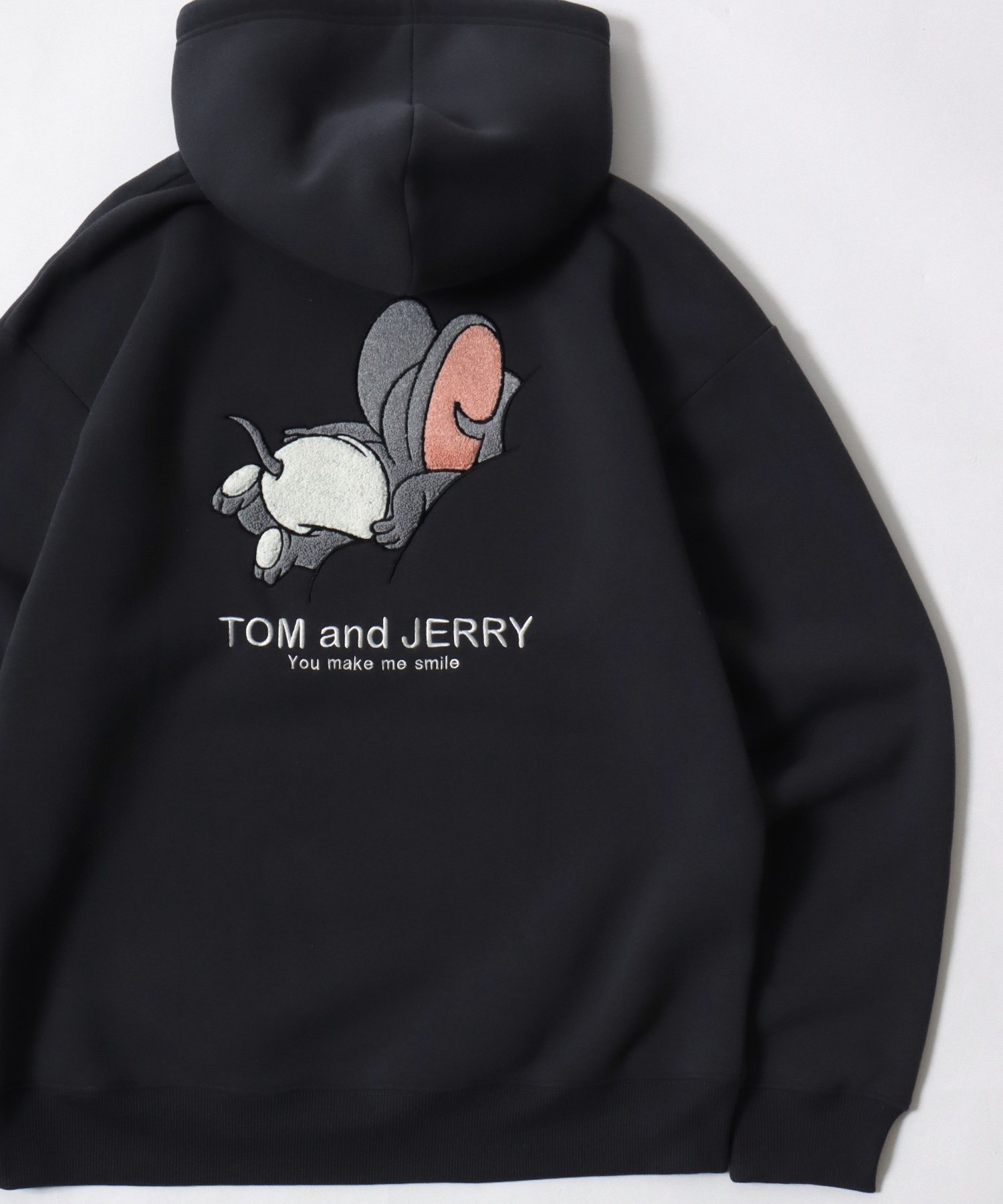 トムとジェリー 2026AW Tom and Jerry/トムとジェリー オーバーサイズ 裏起毛 スウェット サガラ刺繍 プルオーバーパーカー レディース メンズ トレーナー マルカワ トップス パーカー・フーディー ブラック グレー ホワイト ベージュ【送料無料】