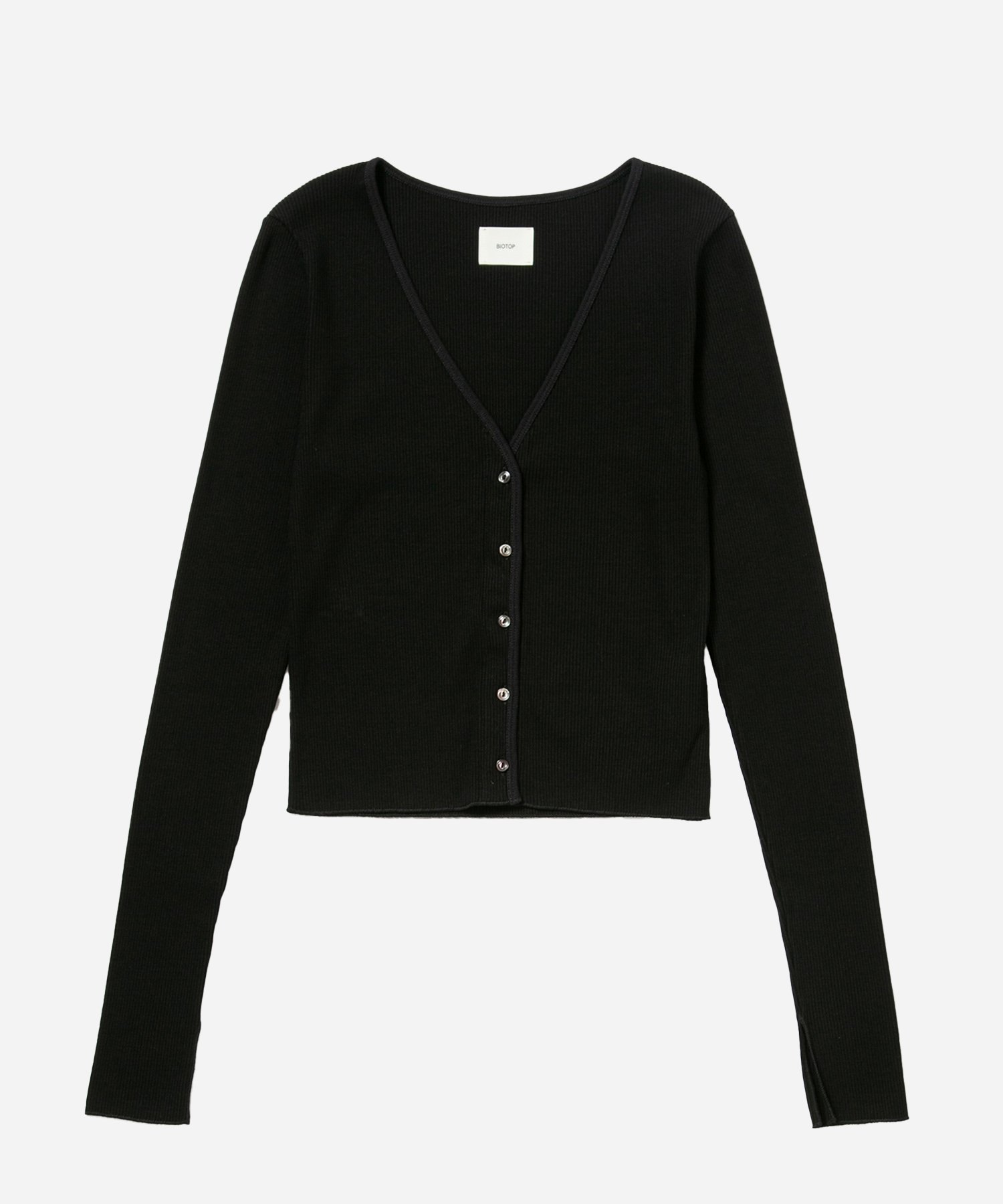 BIOTOP 【BIOTOP】Vneck Tight cardigan アダムエロペ トップス カーディガン ブラック ホワイト【送料無料】のサムネイル