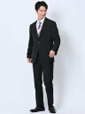 【SALE/30%OFF】TAKA-Q ウール混 レギュラーフィット 2ボタン2ピーススーツ 無地黒 セットアップ ジャケット ビジネス メンズ タカキュー ス...