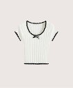 LA POMME petit Ballet Piping Summer Knit ラポミ・プチ トップス カットソー・Tシャツ ホワイト ブラック【送料無料】