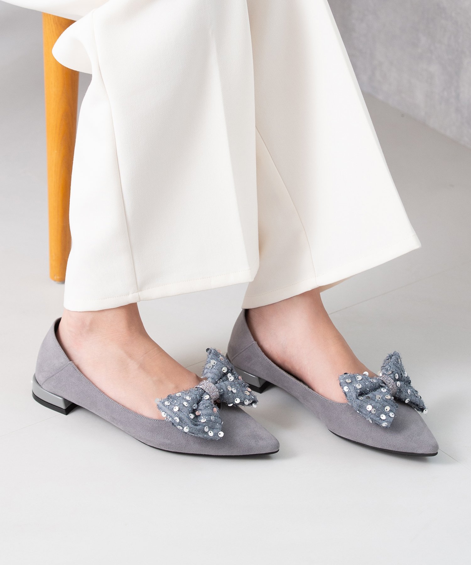 【SALE／40%OFF】JELLY BEANS スパンコールリボン2WAYパンプス【Made in Japan】/113-41147 ジェリービーンズ シューズ・靴 パンプス グレー ピンク ブラック【送料無料】のサムネイル