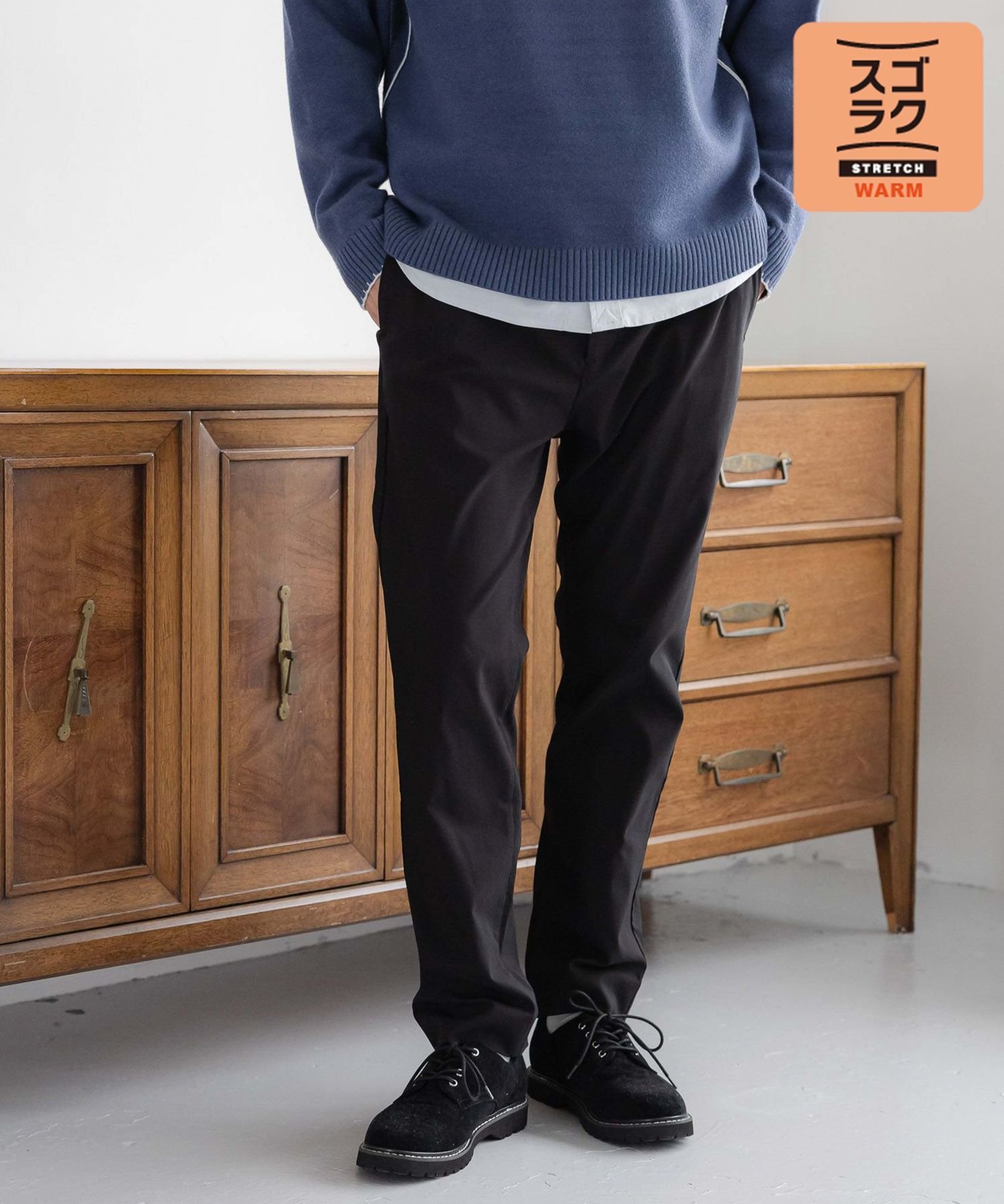 【SALE/30%OFF】GLOBAL WORK スゴラクストレッチスリムパンツ+WARM/115907 グローバルワーク パンツ その他のパンツ ブラック グレー ネイビー ベージュ【送料無料】