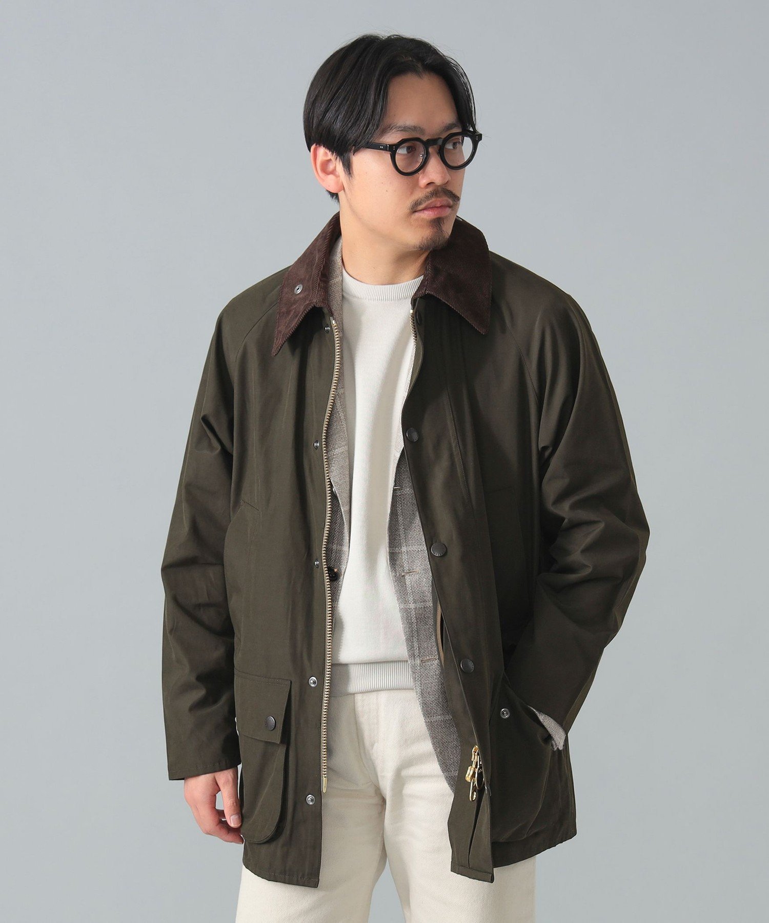BEAMS F 【別注】Barbour / BEDALE CLASSIC FIT ピーチスキン ジャケット ビームス メン ジャケット・アウター ブルゾン・ジャンパー ネイビー ブラック【送料無料】のサムネイル