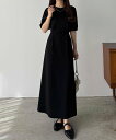 【SALE/61%OFF】JUNOAH callautia パフスリーブバックリボンカットソーワンピース ジュノア ワンピース・ドレス ワンピース ブラック カーキグリーン ネイビー