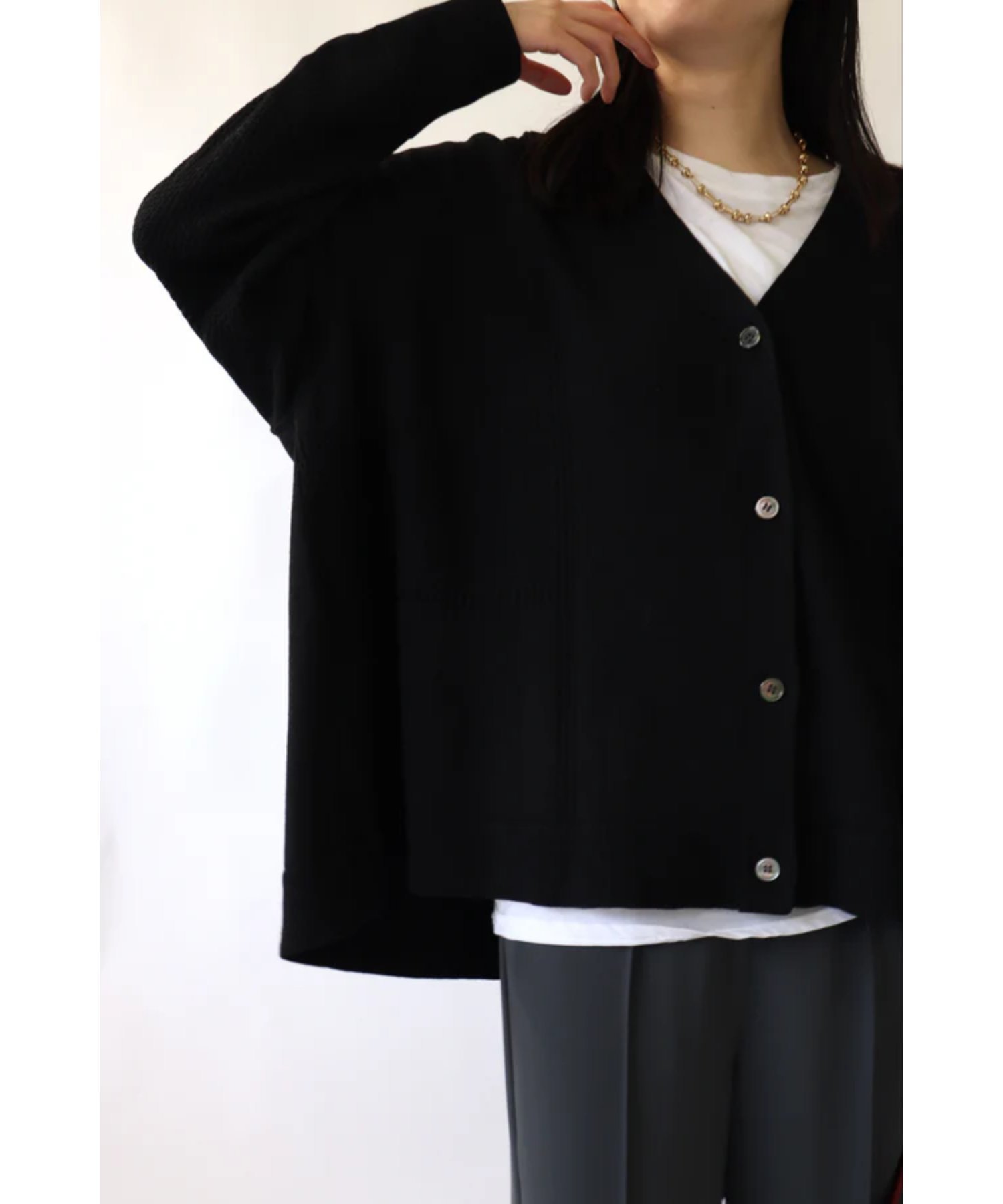 ACUTA ACUTA 透かし編みポンチョカーディガン アクータ トップス カーディガン ブラウン ブルー ブラック【送料無料】