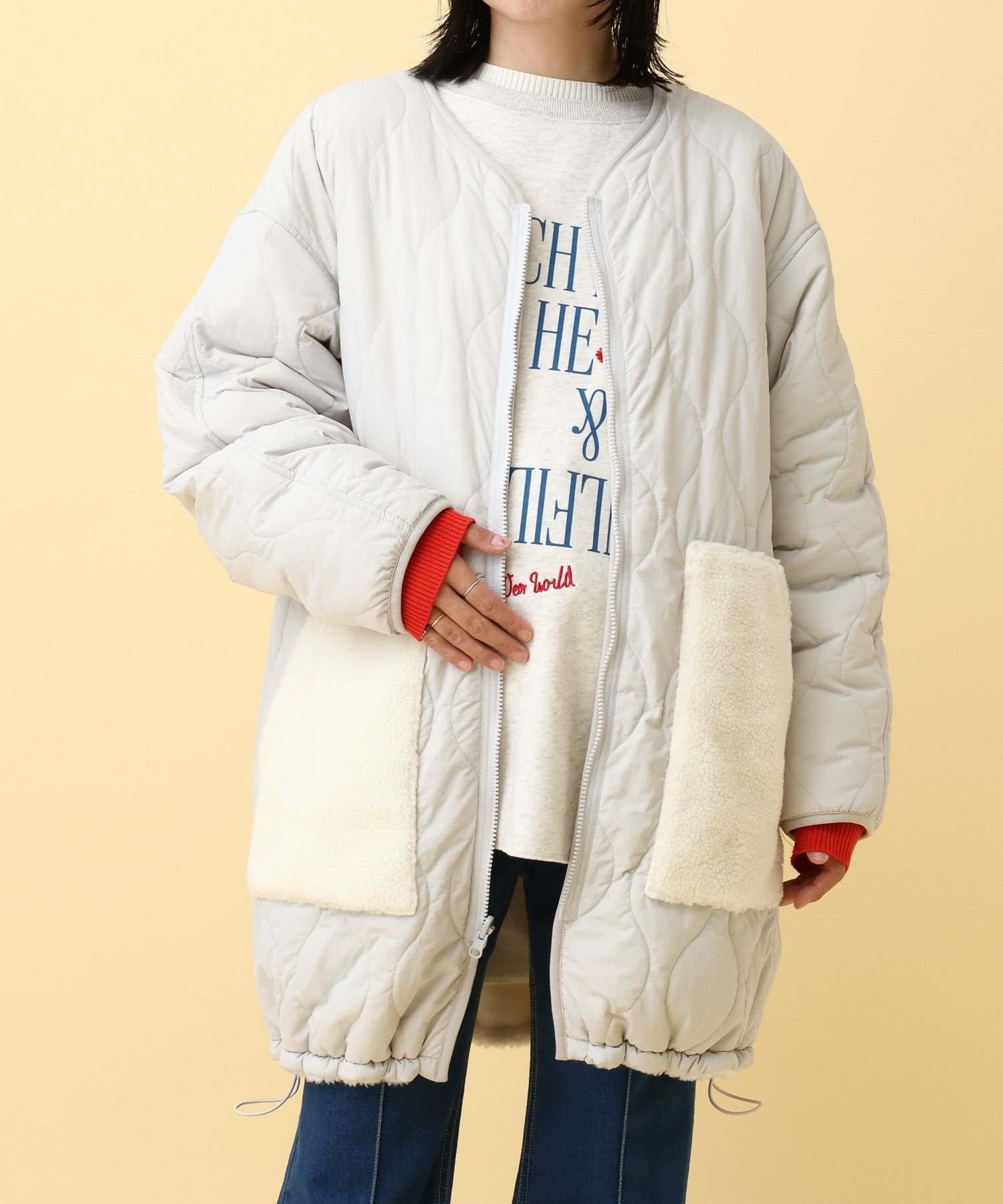 【SALE/20%OFF】LEPSIM 【産前・産後対応】マタニティ/リバーシブルボアキルトコート レプシィム マタニティウェア・ベビー用品 その他のマタニティ...