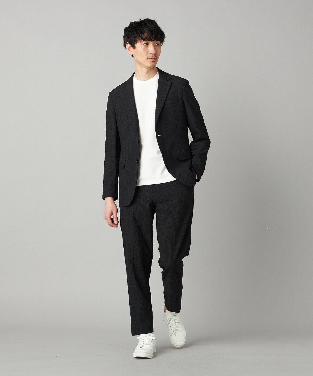 【セットアップ対応】3Dエアートリコット テーパードパンツ コムサメン パンツ スラックス・ドレスパンツ カーキグリーン ブラック