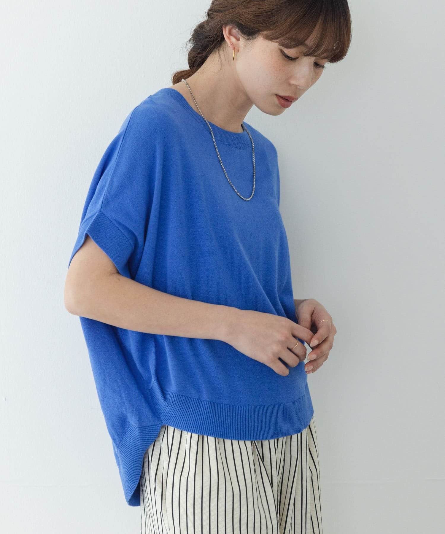 Sonny Label クールミストコクーンフレンチニットプルオーバー サニーレーベル トップス ニット ブラウン ブルー
