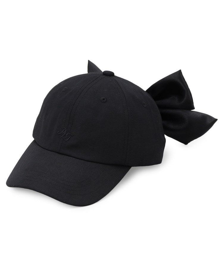 【SALE／10%OFF】PINK-latte 【速乾 接触冷感】バックBIGリボンCAP ピンク ラテ 帽子 キャップ ブラック ベージュ パープルのサムネイル