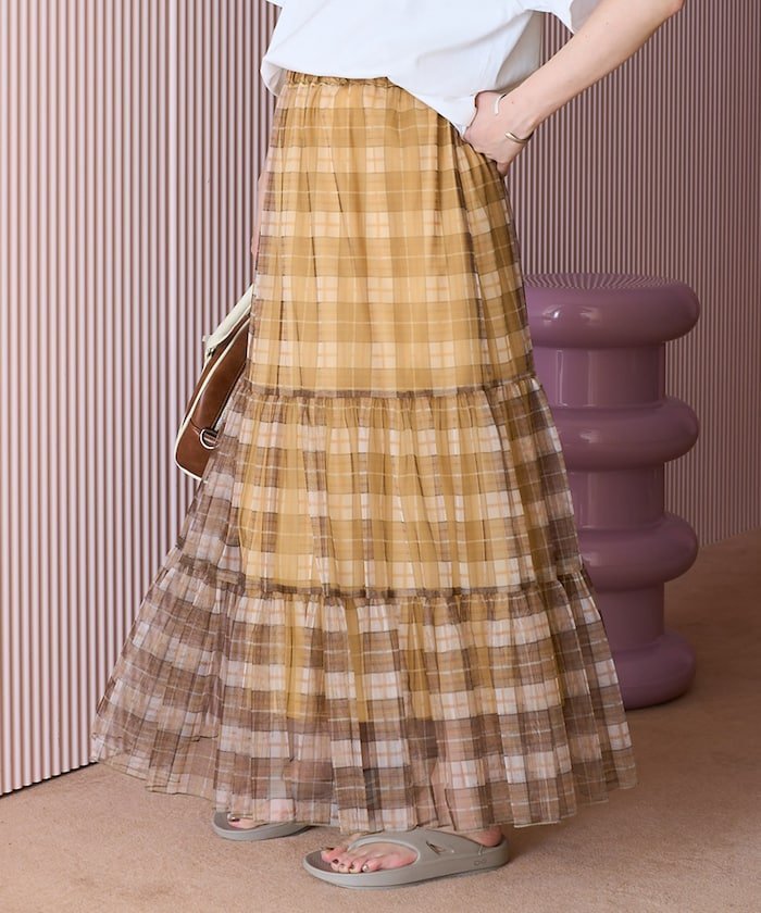 【SALE／45%OFF】FREAK'S STORE 2WAY チェックシアースカート 25SS フリークスストア スカート その他のスカート イエロー ネイビー ブルーのサムネイル