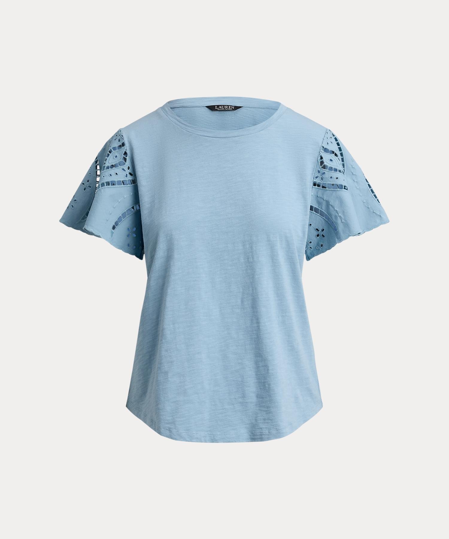 アイレット コットン ジャージー & ブロードクロス トップ ラルフローレン トップス カットソー・Tシャツ ブルー