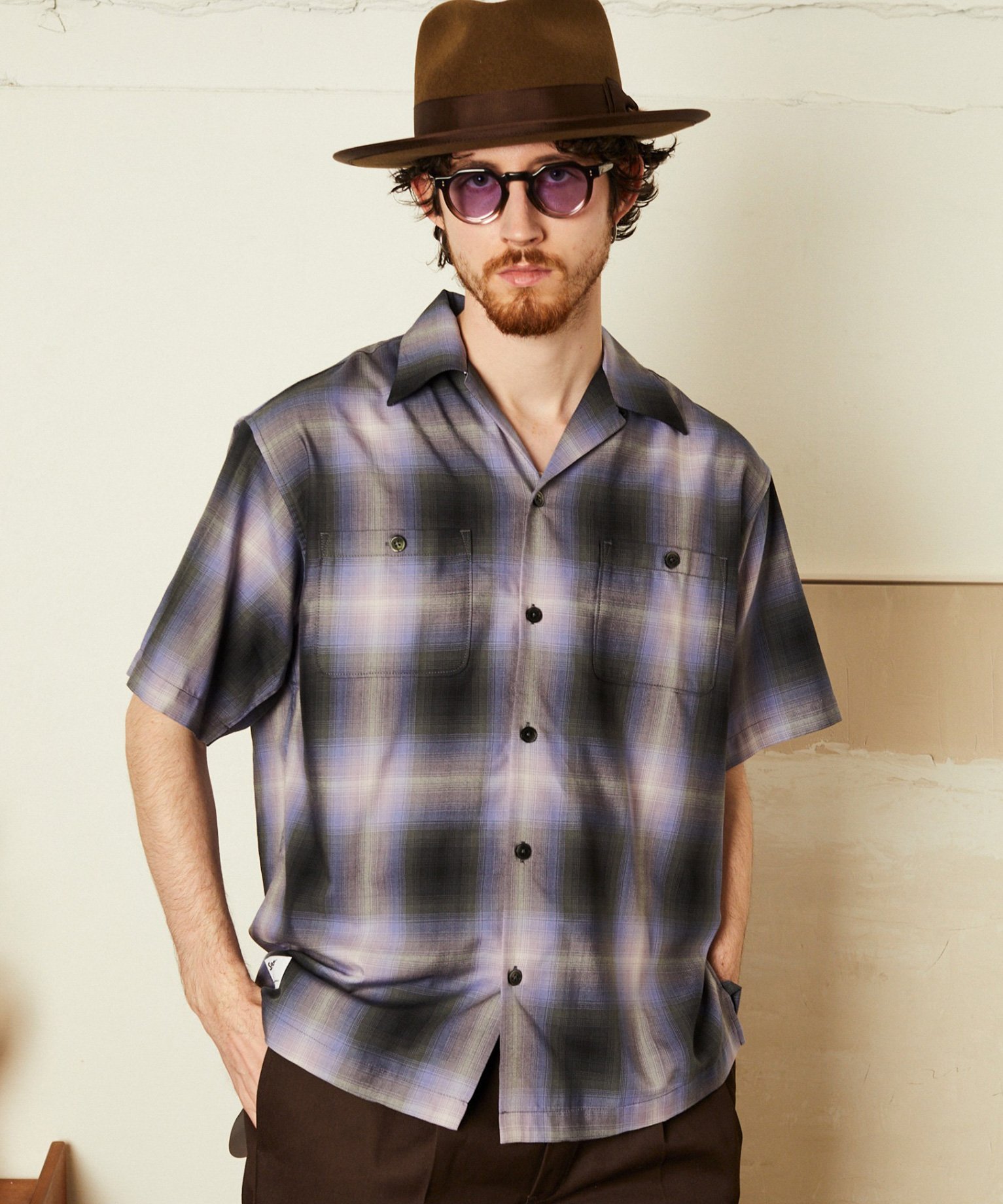 OMBRE SS SHIRT/オンブレ 半袖シャツ ショット トップス シャツ・ブラウス パープル