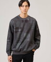 タケオキクチ 服 メンズ 【SALE／44%OFF】TAKEO KIKUCHI 【Down Fabric】パッチワークパターン スウェット タケオキクチ トップス スウェット・トレーナー ブラック ブラウン ネイビー【送料無料】