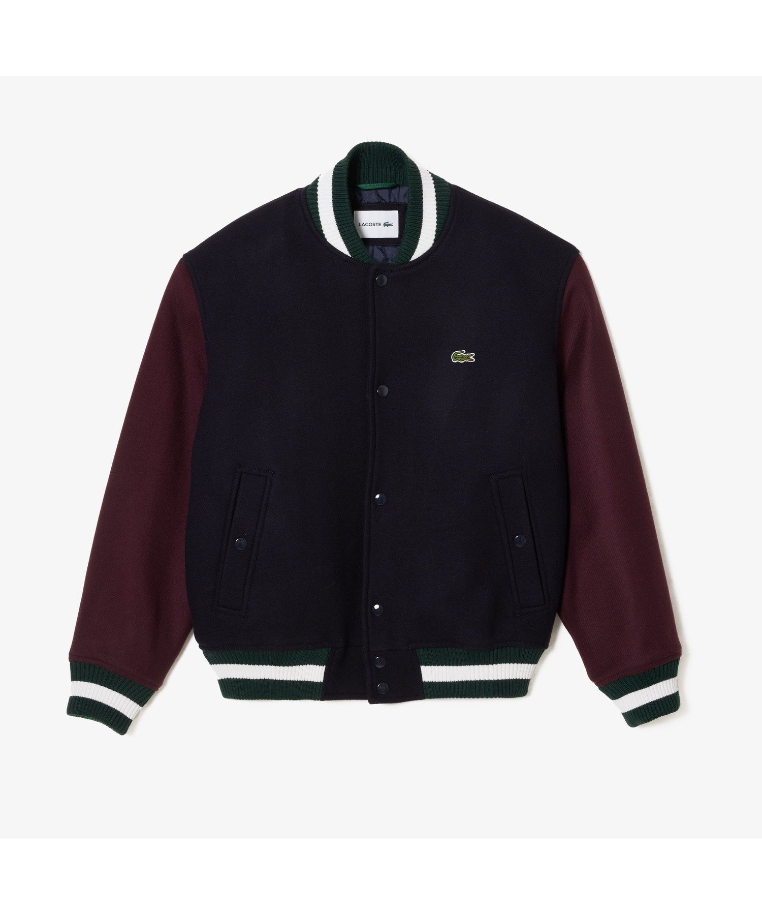 ラコステ アウター メンズ 【SALE／40%OFF】LACOSTE ベーシックバーシティジャケット ラコステ ジャケット・アウター スタジャン・スカジャン ホワイト【送料無料】