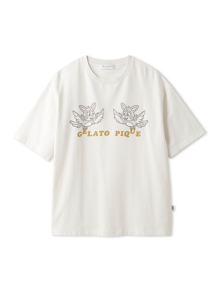gelato pique ワンポイントTシャツ ジェラートピケ トップス カットソー・Tシャツ ホワイト グレー