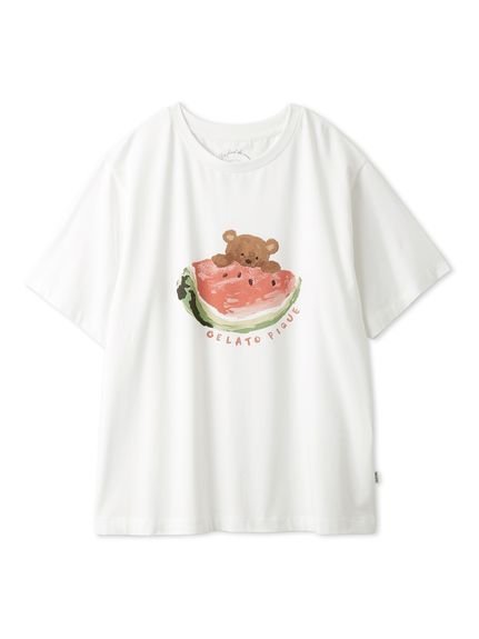 gelato pique フルーツアニマルワンポイントTシャツ ジェラートピケ インナー・ルームウェア その他のインナー・ルームウェア ホワイト ピンク