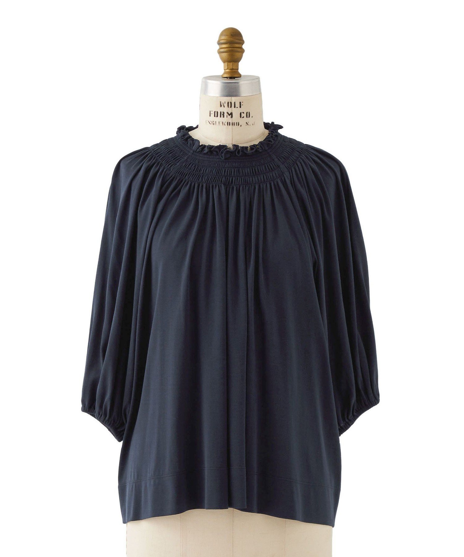 【SALE／50%OFF】DRAWER PRE1 天竺シャーリングブラウス ドゥロワー トップス カットソー・Tシャツ ネイビー【送料無料】のサムネイル