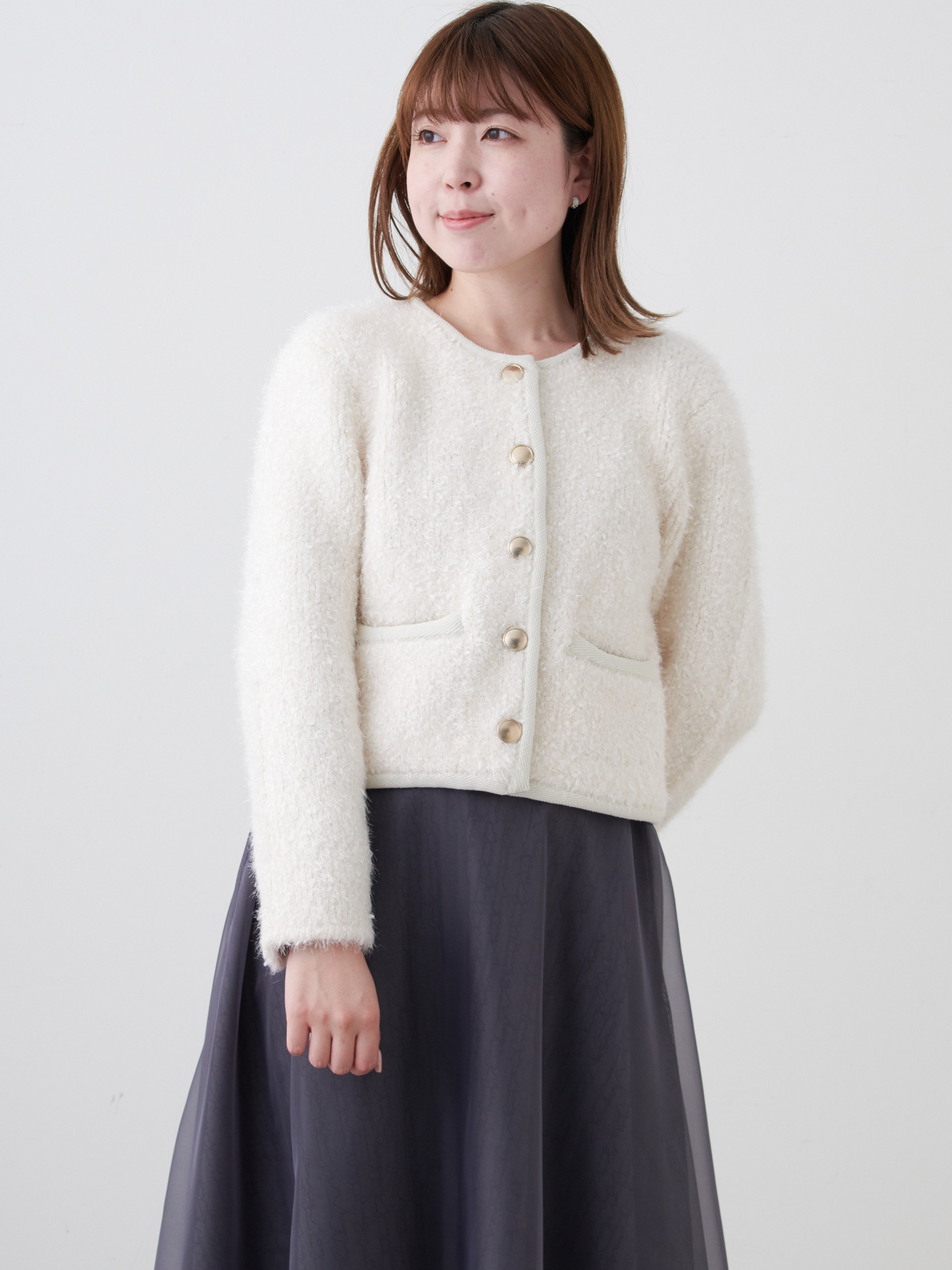 CELFORD ファンシーヤーンダブルフェイスニットジャケット セルフォード ジャケット・アウター テーラードジャケット・ブレザー ホワイト グレー ベージュ【送料無料】のサムネイル