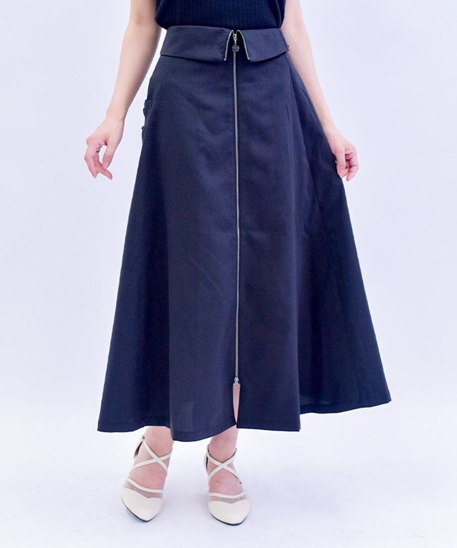 【SALE／18%OFF】axes femme ウエストデザインジップスカート アクシーズファム スカート その他のスカート グリーン ブラック ブルー【送料無料】