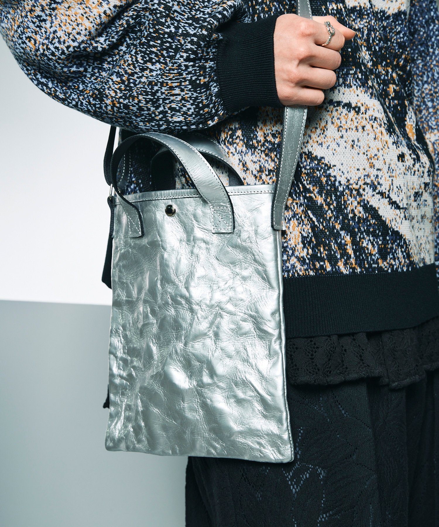 MAISON SPECIAL Aluminum Bonded Leather Mini Shoulder Bag メゾンスペシャル バッグ ショルダーバッグ ブラック